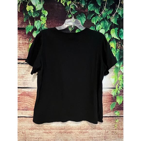 Flax Classic Short Sleeve T-Shirt Black 100% Cotton Lounge Crewneck Women's XL - Picture 2 of 6